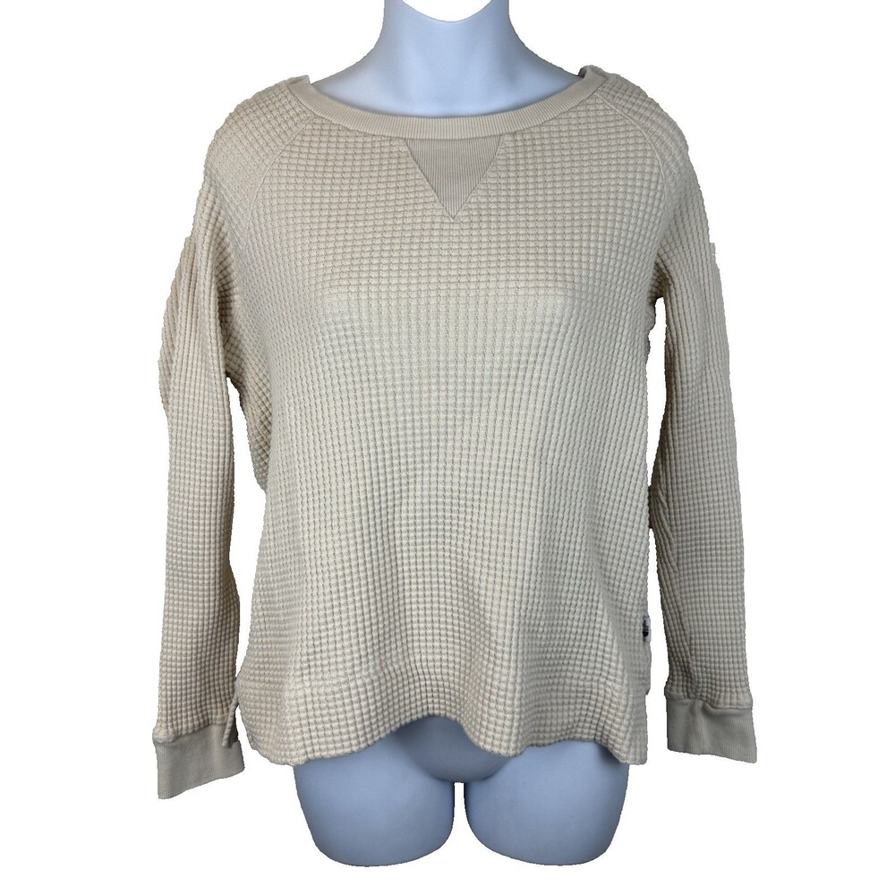 The North Face Chabot Waffle Knit Sweater Small Cream Oatmeal Crew Top A3YT5